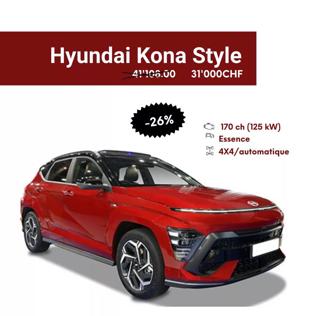 Offre Hundai Kona Style Garage du Rocher Valais
