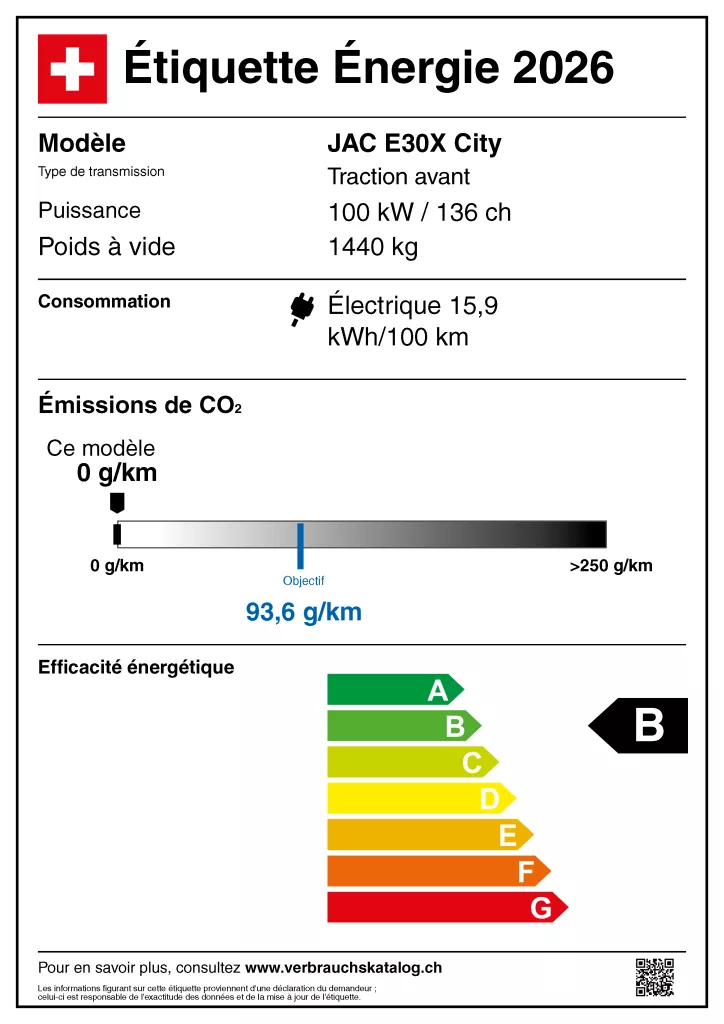 JAC E30X city données énergétiques